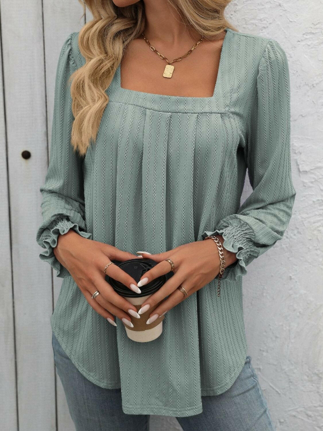 Mandy Square Neck Long Sleeve Top.