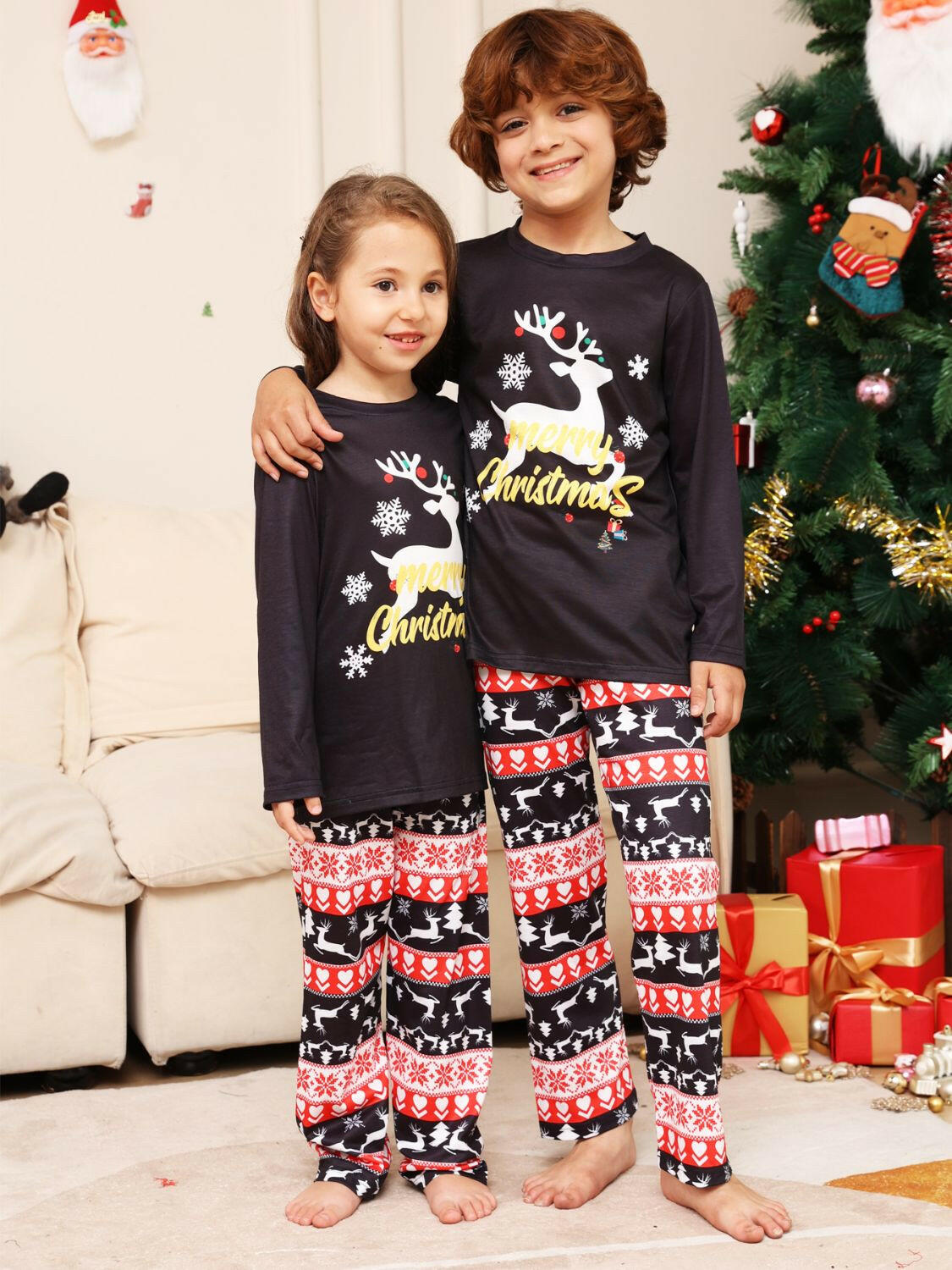 MERRY CHRISTMAS Graphic Top and Pants Set.