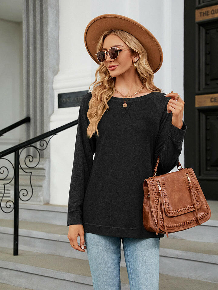 Round Neck Long Sleeve T-Shirt.