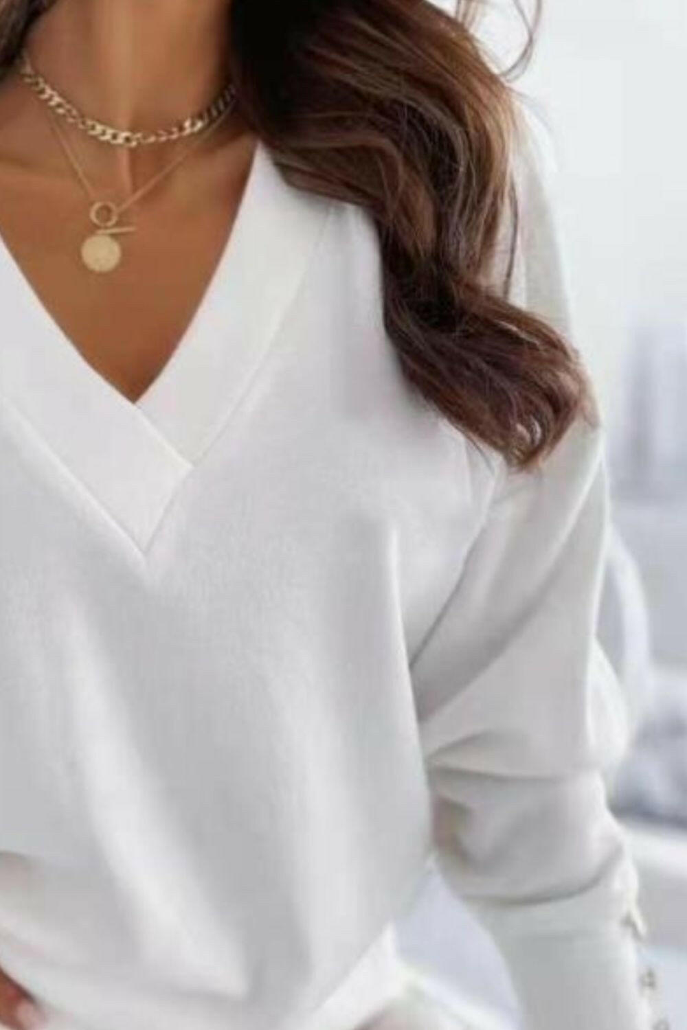 V-Neck Long Sleeve Sweatshirt.