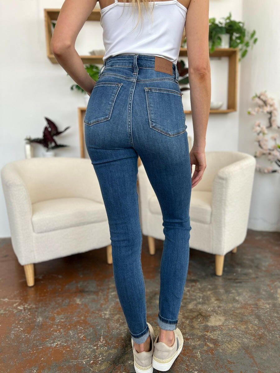 Judy Blue Full Size Cuffed Hem Skinny Jeans.