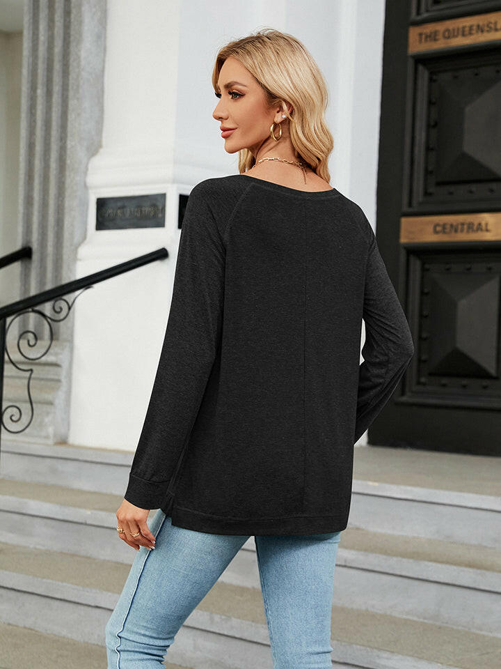 Round Neck Long Sleeve T-Shirt.