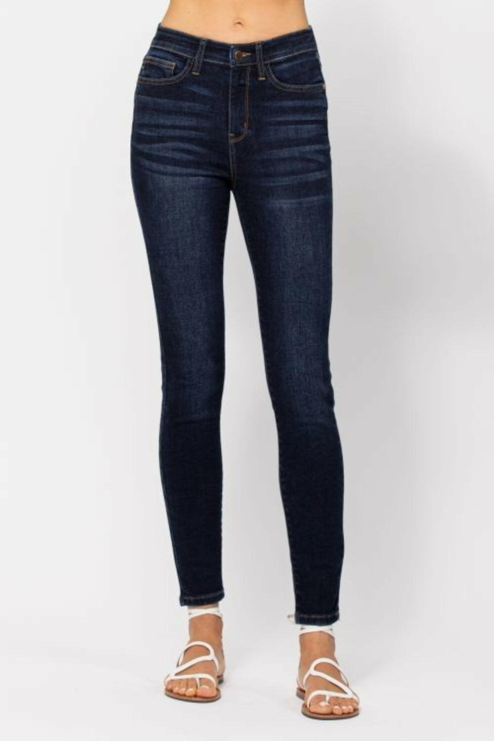 Judy Blue Full Size High Waist Handsand Skinny Jeans.