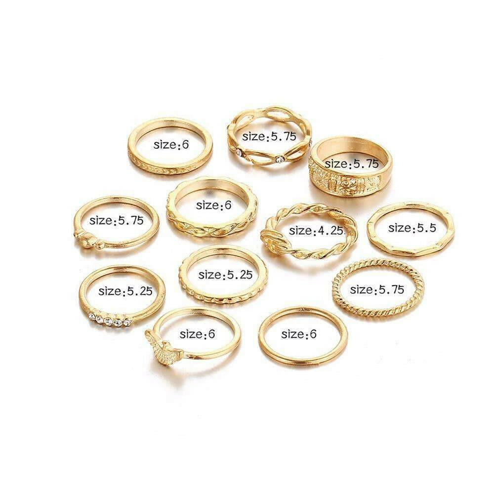 Golden Radiance Ring Set: A Collection of Elegance and Sparkle - 12 Unique Rings for Every Occasion.