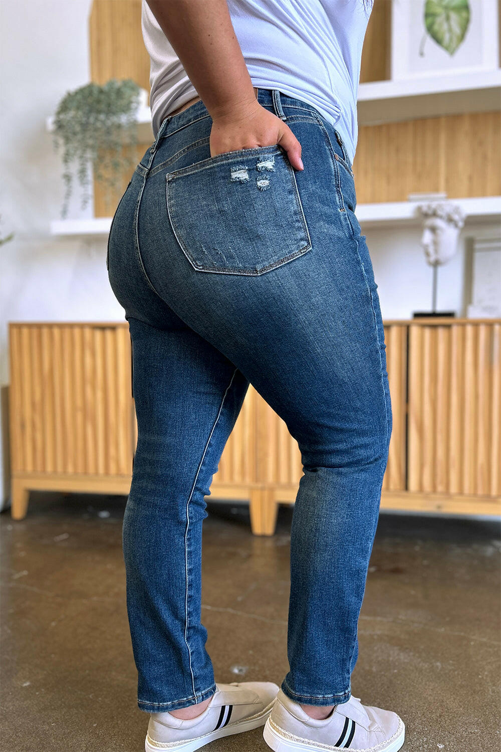 Judy Blue Full Size Tummy Control High Waist Slim Jeans.