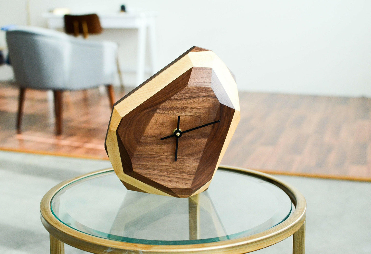 Modern Aesthetic Geometric Wall & Table Clock: A Stylish Fusion of Functionality and Artistic Design - Perfect for Enhancing Any Space.